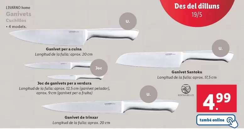 Oferta de Livarno Home - Cuchillos  por 4,99€ en Lidl