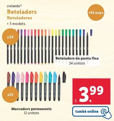 Oferta de Crelando - Rotuladores por 3,99€ en Lidl
