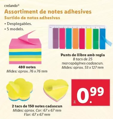 Oferta de Crelando - Surtido De Notas Adhesivas por 0,99€ en Lidl