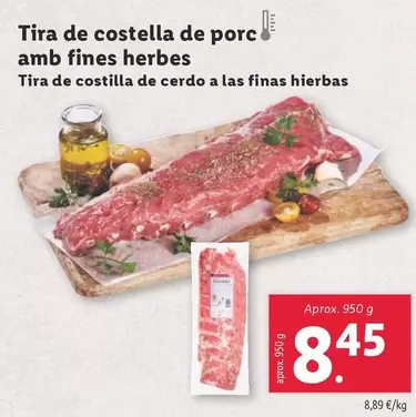 Oferta de Tira De Costilla De Cerdo A Las Finas Hierbas  por 8,45€ en Lidl