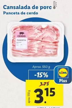 Oferta de Panceta De Cerdo por 3,15€ en Lidl
