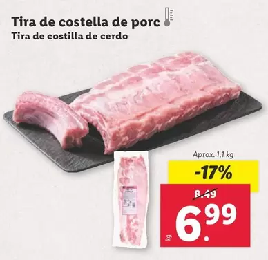 Oferta de Tira De Costilla De Cerdo por 6,99€ en Lidl