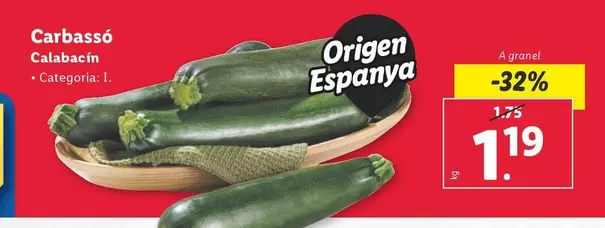 Oferta de Calabacin por 1,19€ en Lidl
