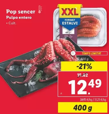 Oferta de Pulpo Entero por 12,49€ en Lidl
