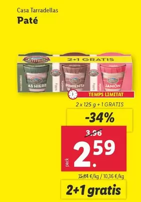 Oferta de Casa Tarradellas -  Paté por 2,59€ en Lidl