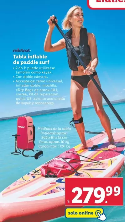 Oferta de Mistral - Tabla Inflable De Paddle Surf por 279,99€ en Lidl