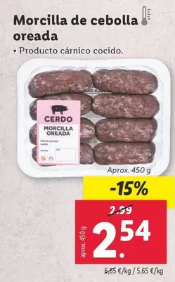 Oferta de Morcilla De Cebolla Oreada por 2,54€ en Lidl