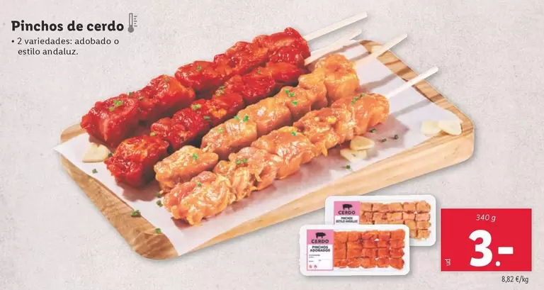 Oferta de Pinchos De Cerdo por 3€ en Lidl