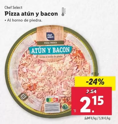 Oferta de Chef Select - Pizza Atún Y Bacon por 2,15€ en Lidl