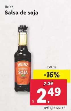 Oferta de Heinz - Salsa De Soja por 2,49€ en Lidl