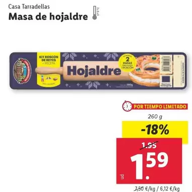 Oferta de Casa Tarradellas - Masa De Hojaldre por 1,59€ en Lidl