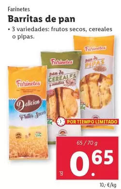 Oferta de Farinetes - Barritas De Pan por 0,65€ en Lidl