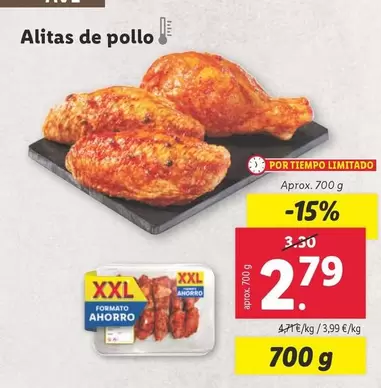 Oferta de Alitas De Pollo por 2,79€ en Lidl