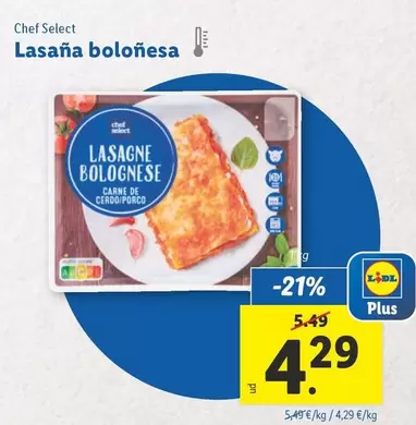 Oferta de Chef Select - Lasaña Boloñesa  por 4,29€ en Lidl
