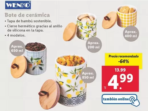 Oferta de Wenko - Bote De Cerámica por 4,99€ en Lidl