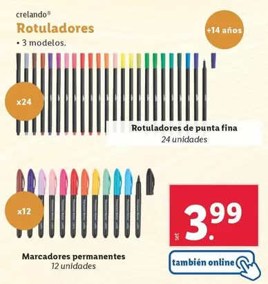 Oferta de Rotuladores por 3,99€ en Lidl