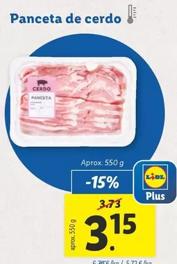 Oferta de Panceta De Cerdo por 3,15€ en Lidl
