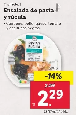 Oferta de Chef select - Ensalada De Pasta Y Rucola por 2,29€ en Lidl