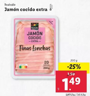Oferta de Realvalle - Jamón Cocido Extra  por 1,49€ en Lidl
