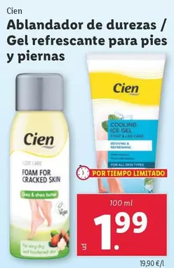 Oferta de Cien - Gel Refrescante Para Pies Y Piernas por 1,99€ en Lidl
