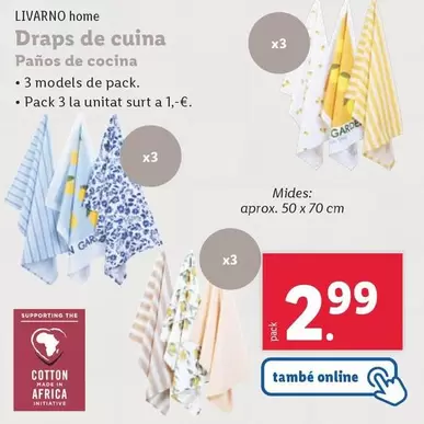 Oferta de Livarno Home - Paños De Cocina por 2,99€ en Lidl
