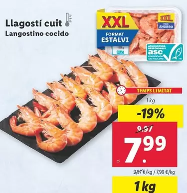 Oferta de Langostino Cocido por 7,99€ en Lidl
