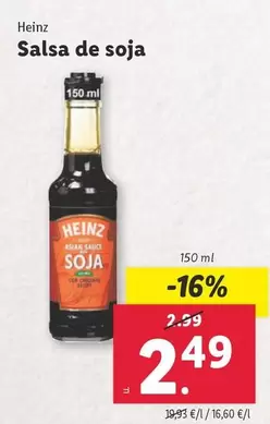 Oferta de Heinz - Salsa De Soja por 2,49€ en Lidl