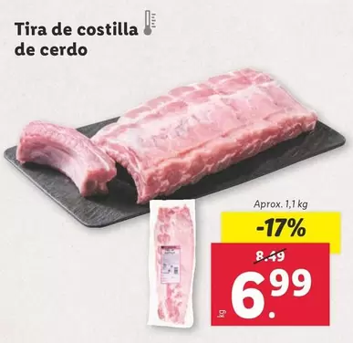 Oferta de Tira De Costilla De Cerdo por 6,99€ en Lidl