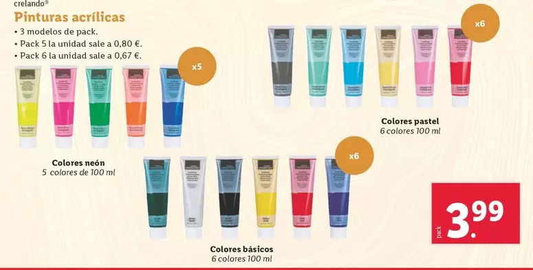 Oferta de Crelando - Pintura Acrilicas por 3,99€ en Lidl