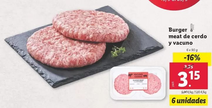 Oferta de Burger Meat De Cerdo Y Vacuno por 3,15€ en Lidl