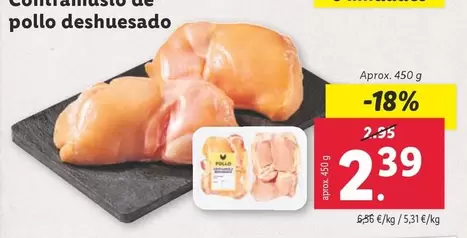 Oferta de Contramuslo De Pollo Deshuesado por 2,39€ en Lidl