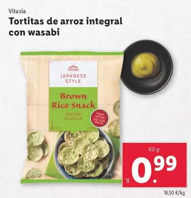 Oferta de Vitasia - Tortitas De Arroz Integral Con Wasabi por 0,99€ en Lidl