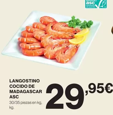 Oferta de Langostino Cocido De Madagascar Asc por 29,95€ en El Corte Inglés