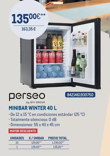 Oferta de Btv - Minibar Winter 40 L por 135€ en Makro