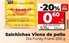 Oferta de Dia Funky Frank - Salchichas Viena De Pollo  por 0,6€ en Dia