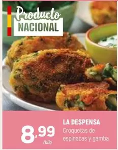 Oferta de La Despensa - Croquetas De Espinacas Y Gamba por 8,99€ en Coviran
