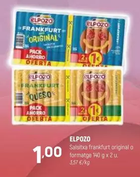 Oferta de Elpozo - Salsitxa Frankfurt Original O Formatge por 1€ en Coviran