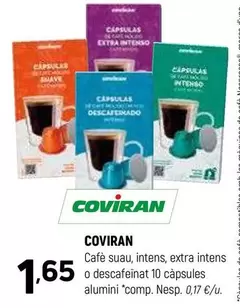 Oferta de Coviran - Cafè Suau, Intens, Extra Intens O Descafeinat 10 Capsules Alumini "comp. Nesop. por 1,65€ en Coviran