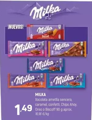Oferta de Milka - Xocoata Ametlla Sencera, Caramel, Confeti, Chips Ahoy, Oreo O Biscoff por 1,49€ en Coviran