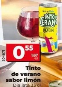 Oferta de Dia - Tinto De Verano Sabor Limón Lata 33 Cl por 0,55€ en Dia