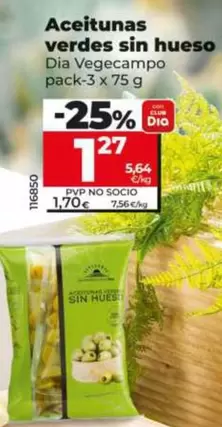 Oferta de Dia Vegecampo - Aceitunas Verdes Sin Hueso por 1,27€ en Dia