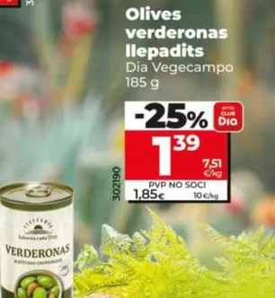 Oferta de Dia Vegecampo - Aceitunas Verderonas Chupadedos  por 1,39€ en Dia