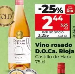 Oferta de Castillo De Haro  - Vino Rosado D.o.ca. Rioja 75 Cl por 2,44€ en Dia