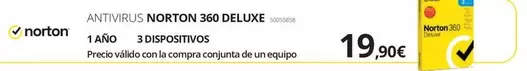 Oferta de Norton - Antivirus Nortin 360 Deluxe  por 19,9€ en Ecomputer