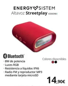 Oferta de Energy Sistem - Altavoz Streetplay por 14,9€ en Ecomputer
