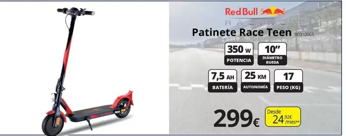 Oferta de Red Bull - Patinete Race Teen por 299€ en Ecomputer