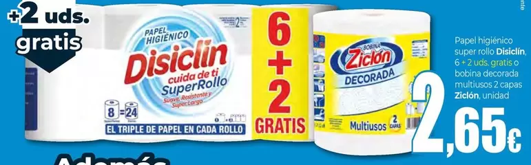 Oferta de Disiclin - Papel Higienico Super Rollo por 2,65€ en Unide Supermercados