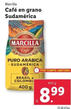 Oferta de Marcilla - Café En Grano Sudamérica por 8,99€ en Lidl