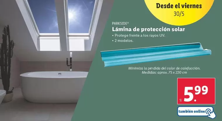 Oferta de Parkside -  Lámina De Protección Solar por 5,99€ en Lidl