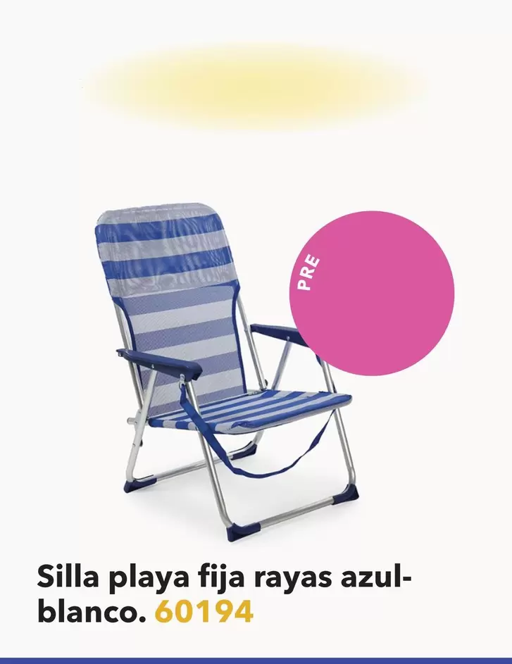 Oferta de Silla Playa Fija Rayas Azul-blanco en Tiendas MGI